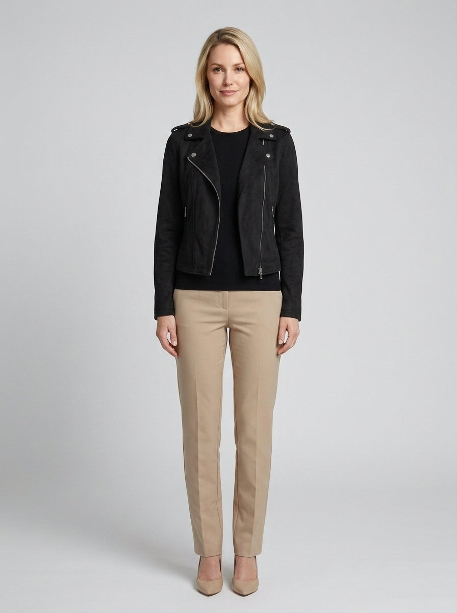 Robyn | Women's Leather Biker Jacket, Zip-Up Winter Jacket - Front [Lystr 6a7463bb5d32fba9c72a61bd:front]