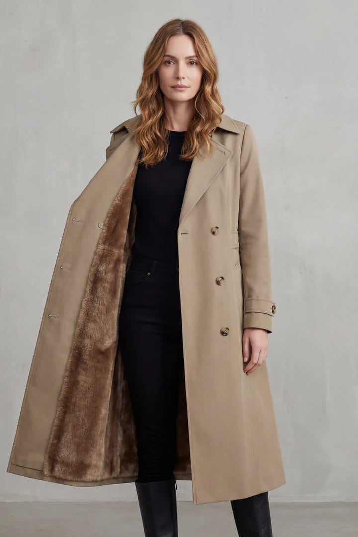 Carlotta | Women's Double Breasted Faux Fur Trim Winter Coat