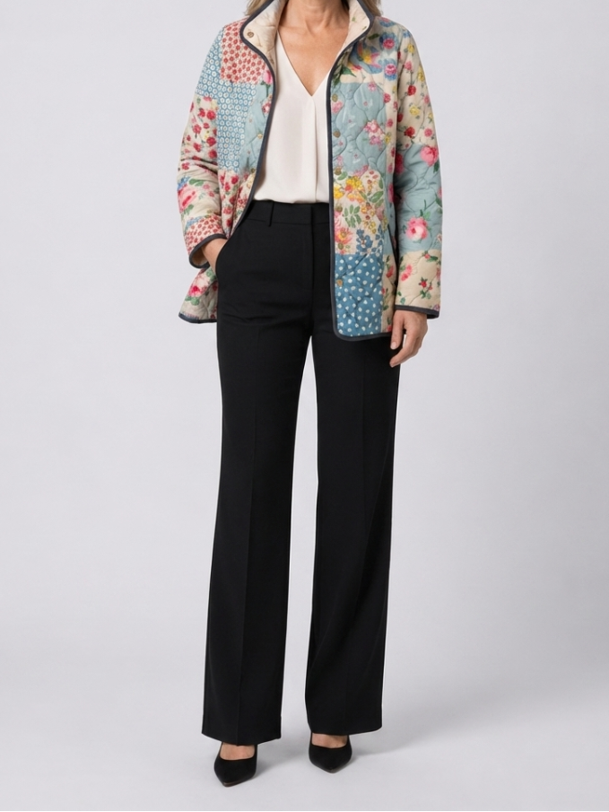 Liora | Women's Quilted Jacket, Charming Floral Print Winter Jacket - Floral