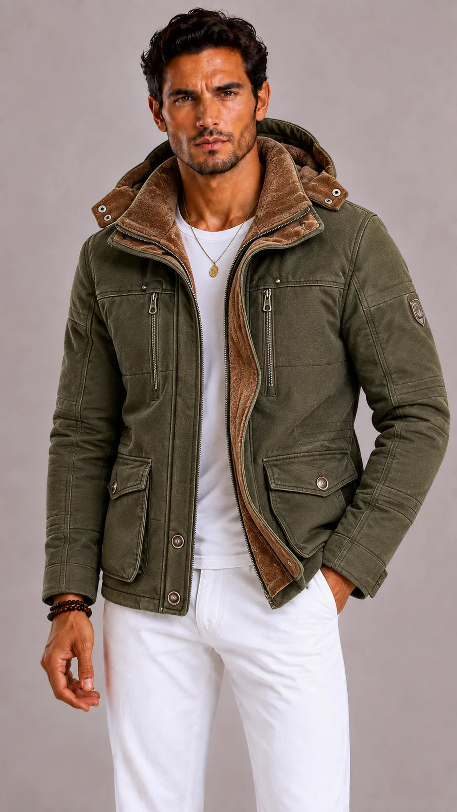 Mattias | Men's Functional Pocket Parka, Brown Winter Outerwear