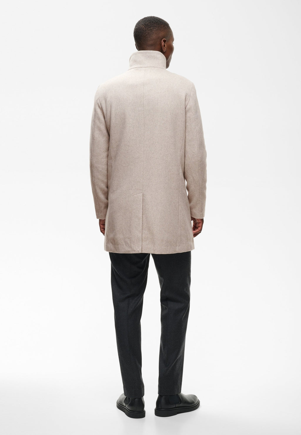 Oscar | Men's Short Wool Blend Coat, Taupe Classic Winter