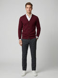 Stefan | Men's Knit Cardigan V Neck Layering Casual Smart - Front [Lystr 6a860d2d346c7d0de359f700:front]