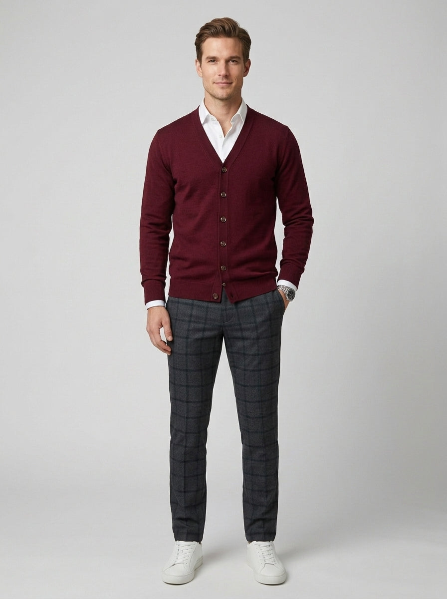 Stefan | Men's Knit Cardigan V Neck Layering Casual Smart - Front [Lystr 6a860d2d346c7d0de359f700:front]
