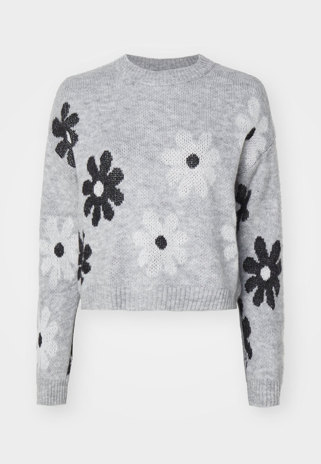 Margot | Women's Knit Jumper, Light Grey Melange Round Neck Autumn Winter