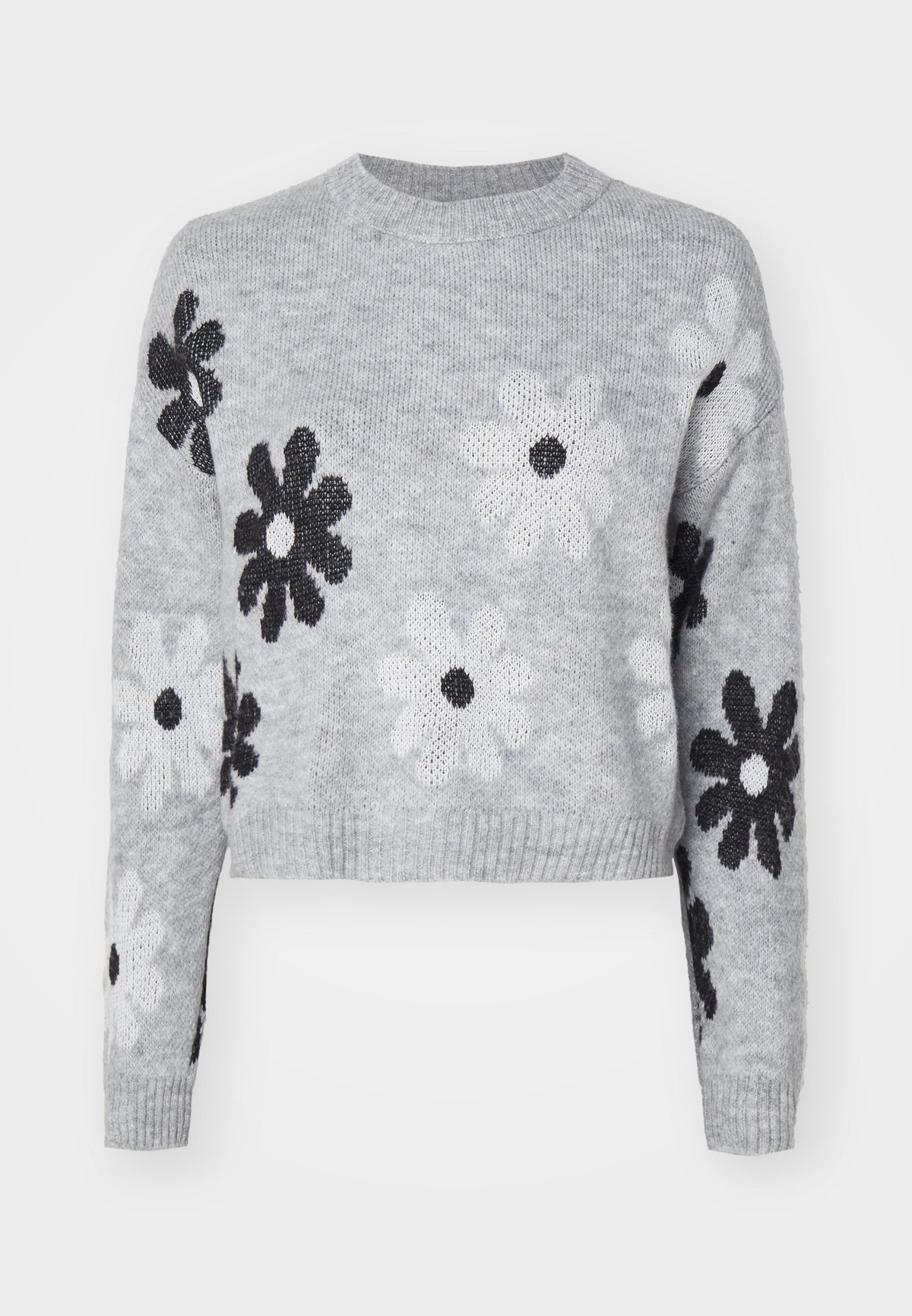 Margot | Women's Knit Jumper, Light Grey Melange Round Neck Autumn Winter