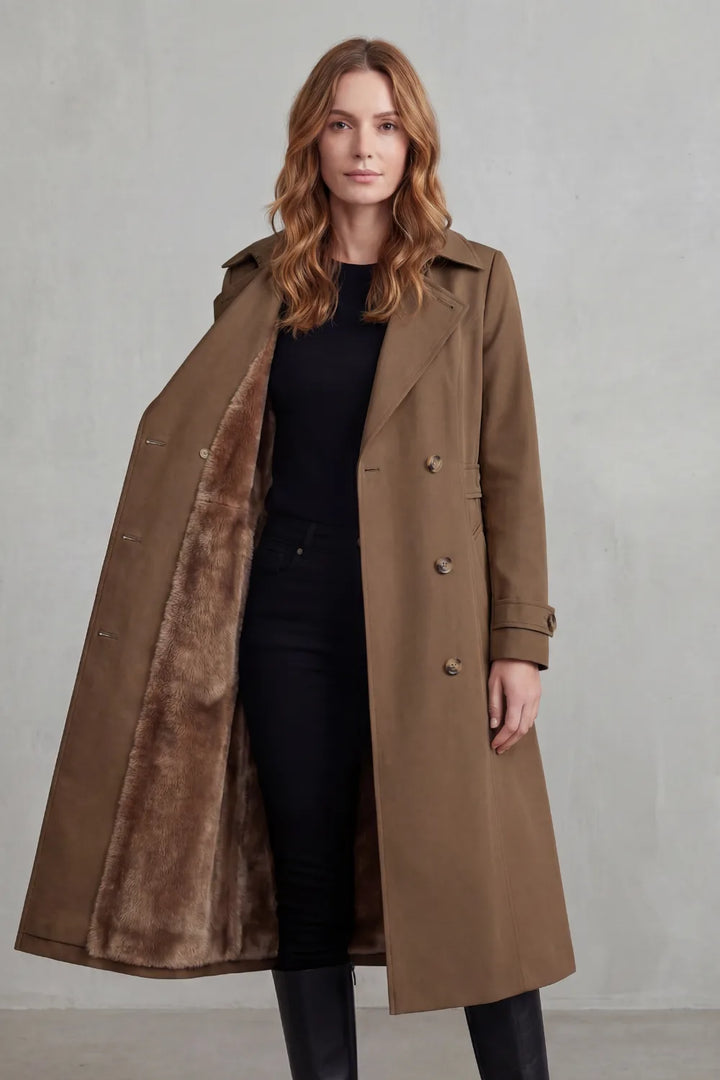 Carlotta | Women's Double Breasted Faux Fur Trim Winter Coat