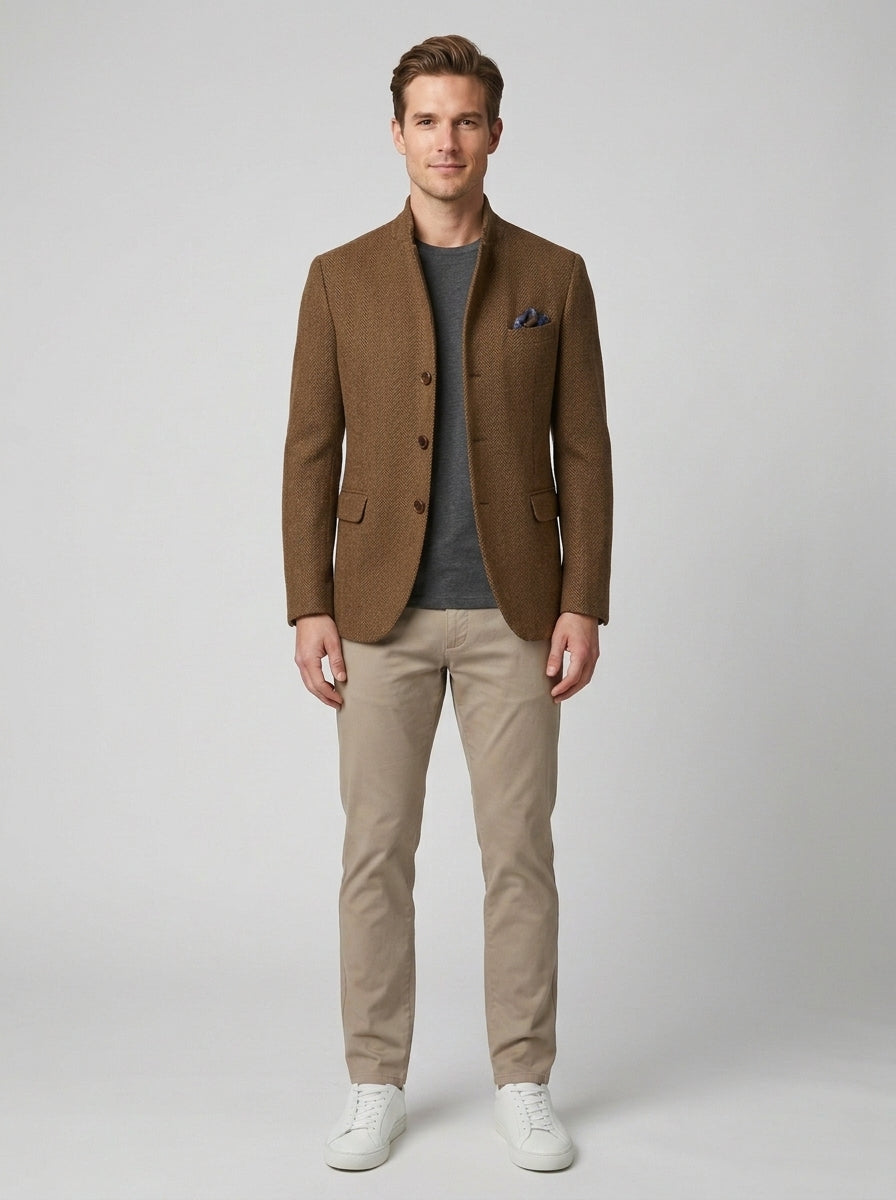Sterling | Men's Tweed Blazer, Wool Single-Breasted Winter Blazer - Front [Lystr 6a861291346c7d0de359f736:front]