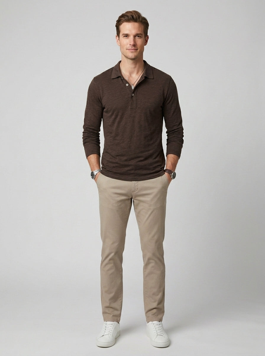 Edward | Men's Long Sleeve Polo Shirt, Knit Winter Polo - Front [Lystr 6a74a103abc9e1fc8a8ad576:front]
