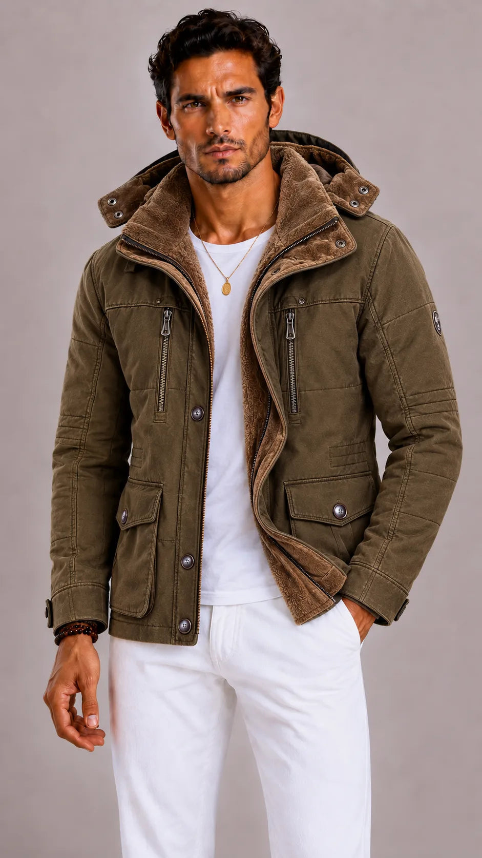 Mattias | Men's Functional Pocket Parka, Brown Winter Outerwear