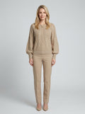 Sabine | Women's Cable Knit Sweater Lantern Sleeve Chunky Casual Winter - Front [Lystr 6a860c03346c7d0de359f6e8:front]
