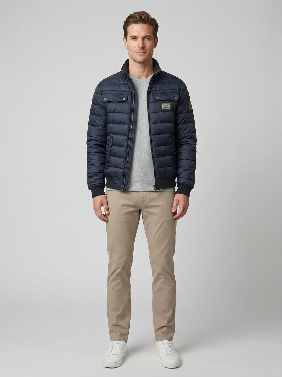 Walter | Men's Puffer Jacket, Elegant Urban Winter Jacket - Dark Blue - Front [Lystr 6a8612cb346c7d0de359f748:front]