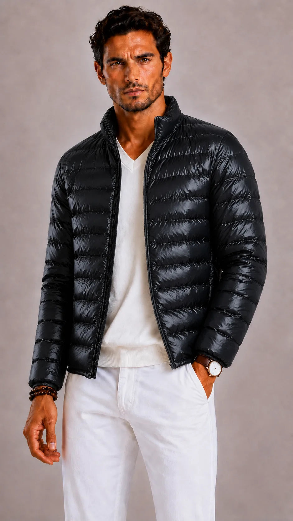 Dario | Men's Slim Fit Hooded Puffer Jacket, Wine Red Winter