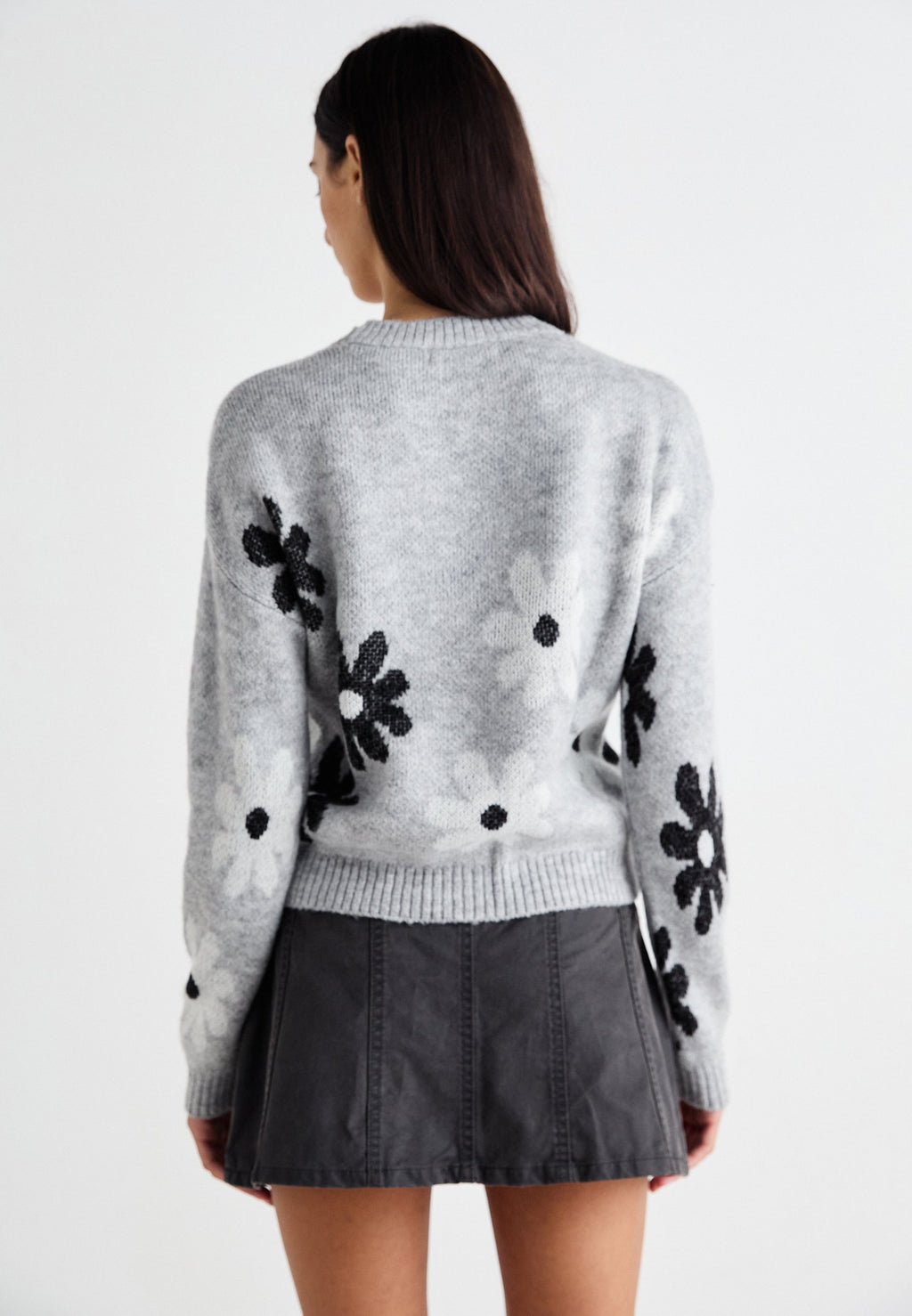 Margot | Women's Knit Jumper, Light Grey Melange Round Neck Autumn Winter