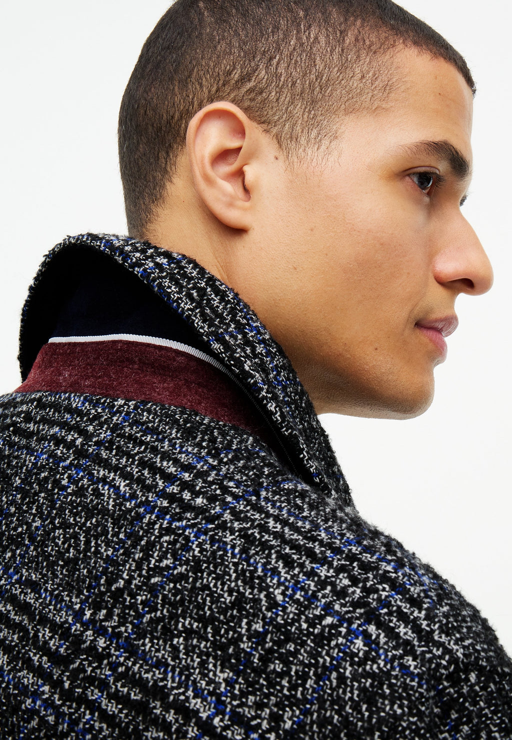 Leopold | Men's Check Overcoat, Dark Grey Heather Wool Blend Classic Winter