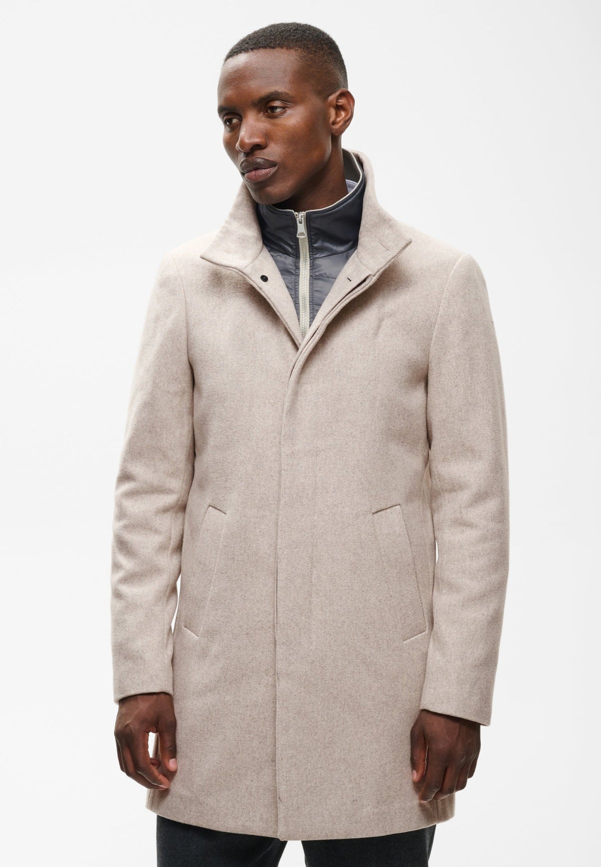 Oscar | Men's Short Wool Blend Coat, Taupe Classic Winter