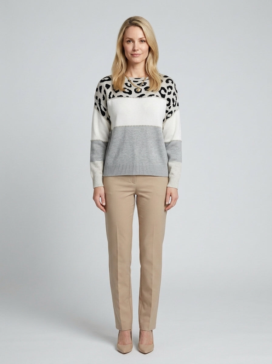 Rosie | Women's Leopard Print Sweater, Trendy Winter Knit - Front [Lystr 6a86128c346c7d0de359f733:front]