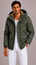 Emiel | Men's Hooded Multi Pocket Parka, Green Winter Outerwear