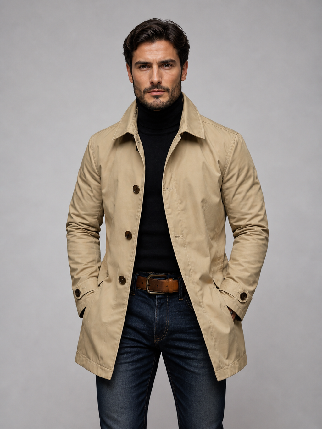Axel | Men's Tailored Classic Coat, Smart Winter Coat - Grey