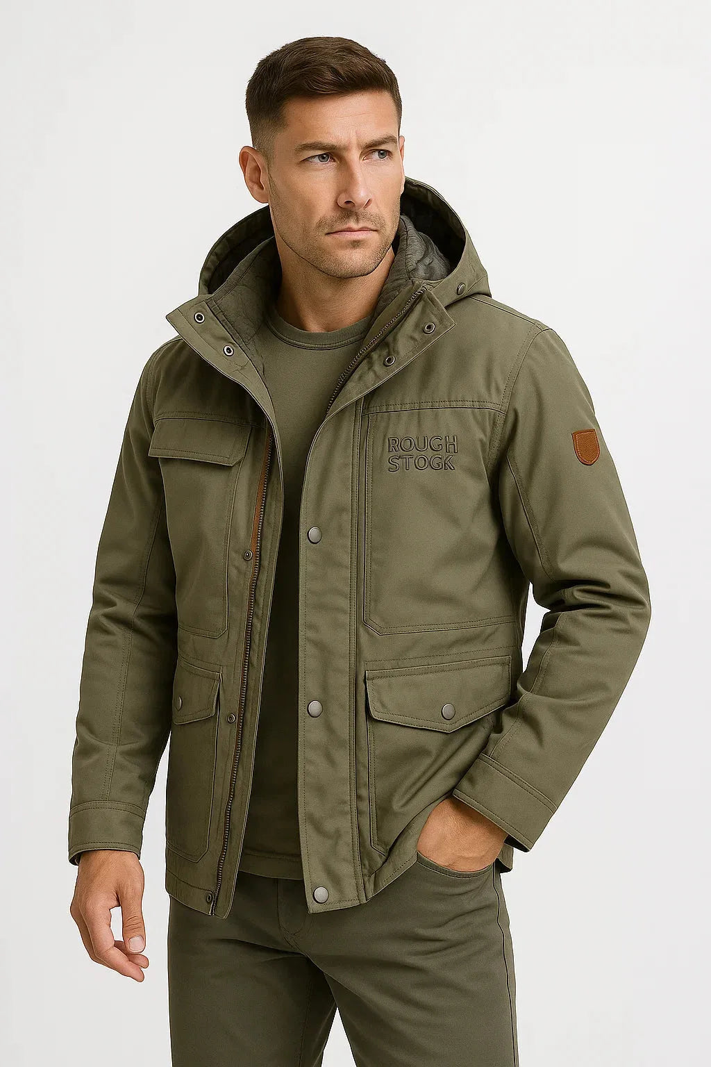 Kasper | Men's Hooded Insulated Puffer Jacket, Army Green Winter