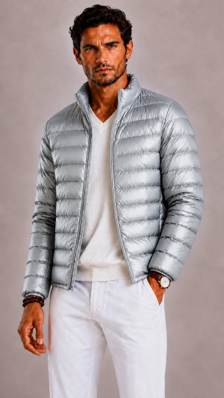Dario | Men's Slim Fit Hooded Puffer Jacket, Wine Red Winter