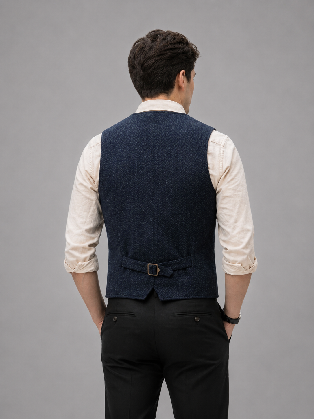 Dominic | Men's Tweed Waistcoat, Smart Casual Vest - Brown Tweed
