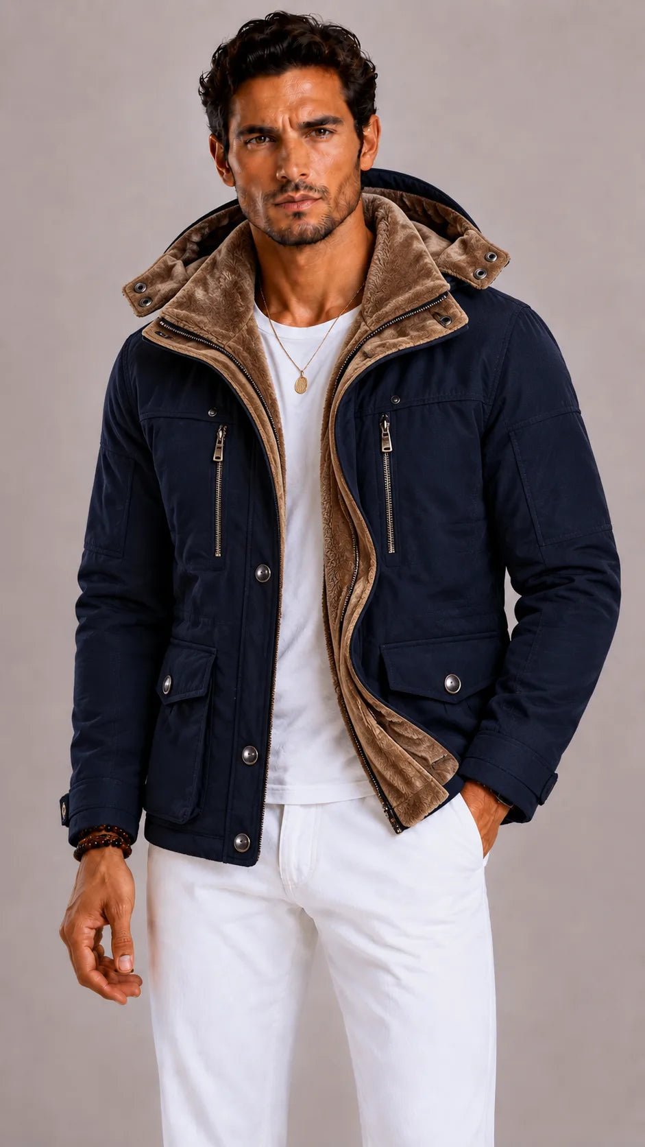 Mattias | Men's Functional Pocket Parka, Brown Winter Outerwear