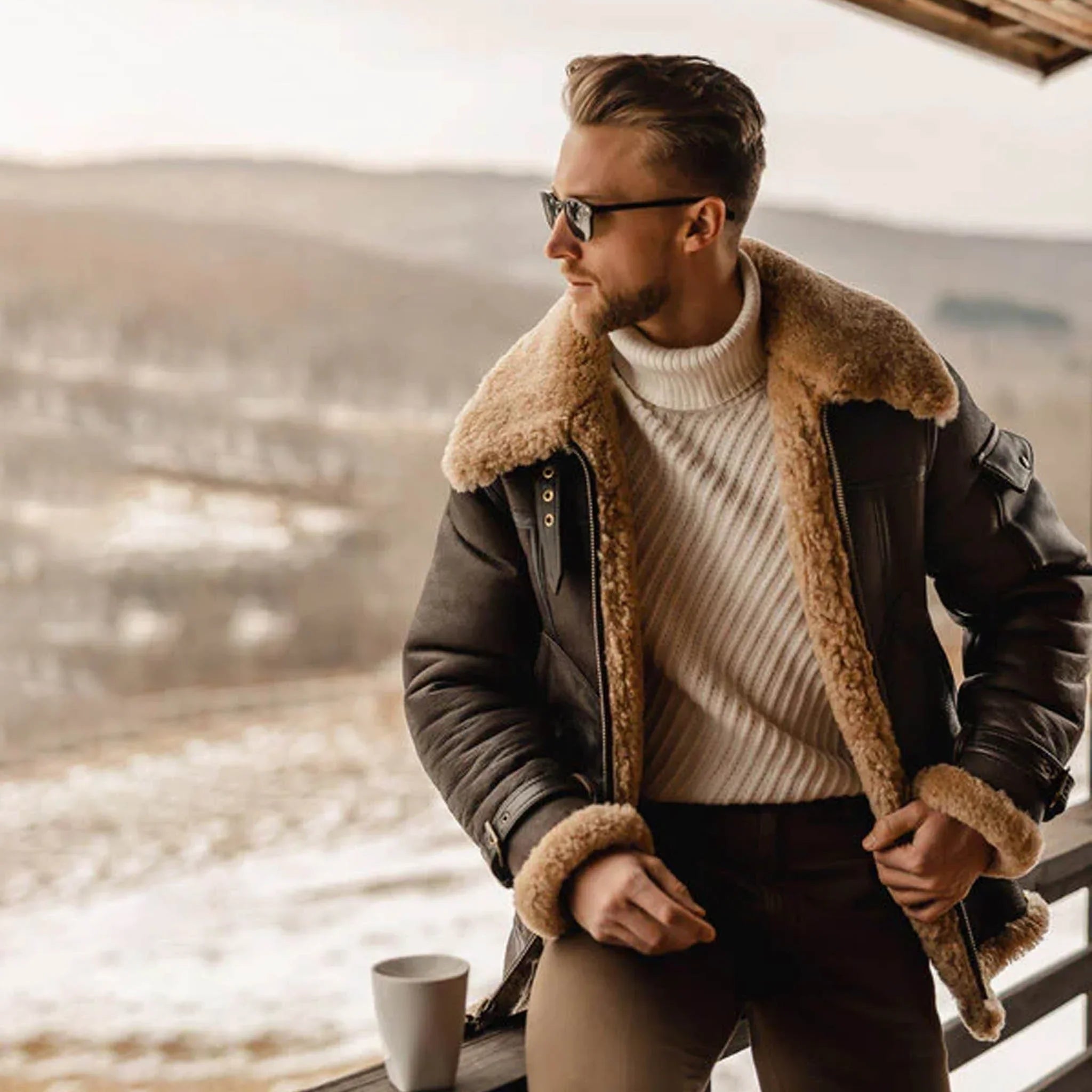 Harold | Men's Leather Jacket, Fur-Lined Winter Jacket