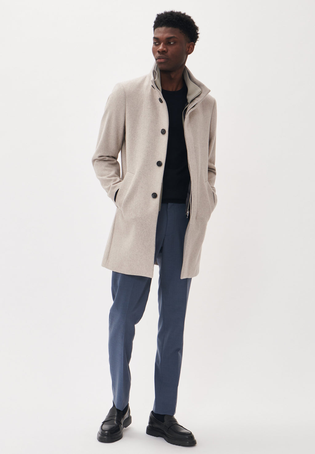 Oscar | Men's Short Wool Blend Coat, Taupe Classic Winter
