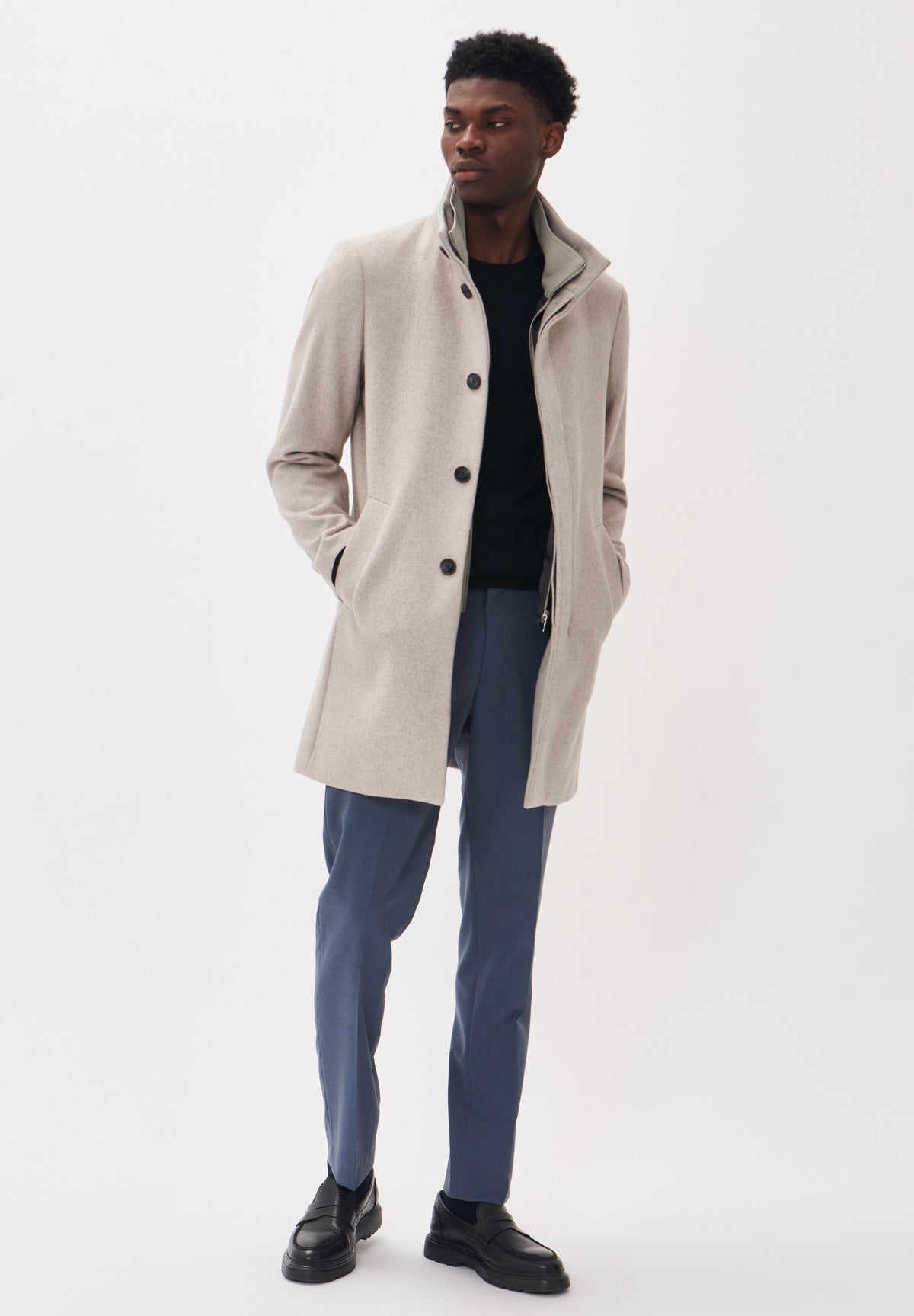Oscar | Men's Short Wool Blend Coat, Taupe Classic Winter