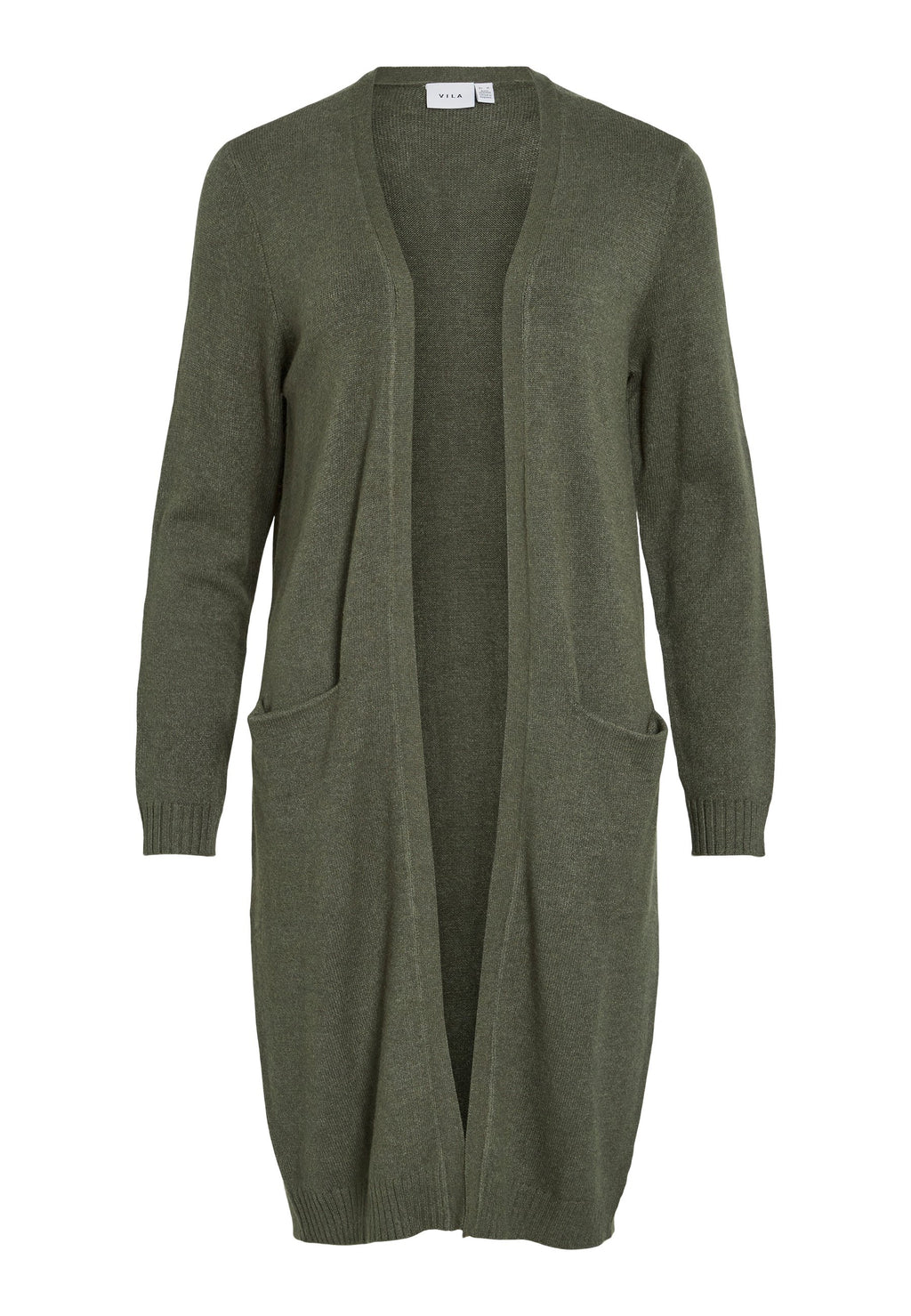 Isolde | Women's Long Cardigan, Dark Green Open Front Autumn Winter