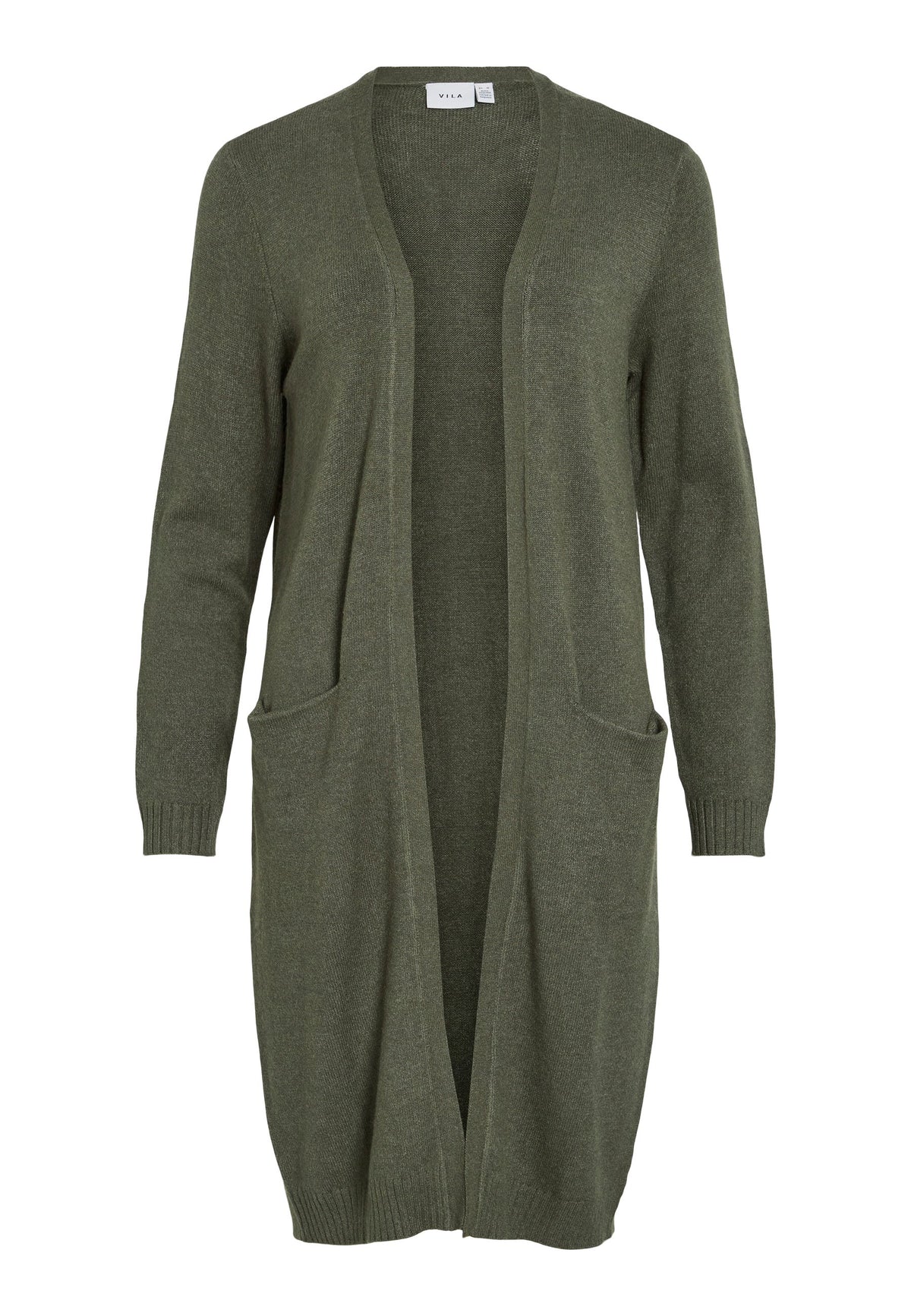 Isolde | Women's Long Cardigan, Dark Green Open Front Autumn Winter