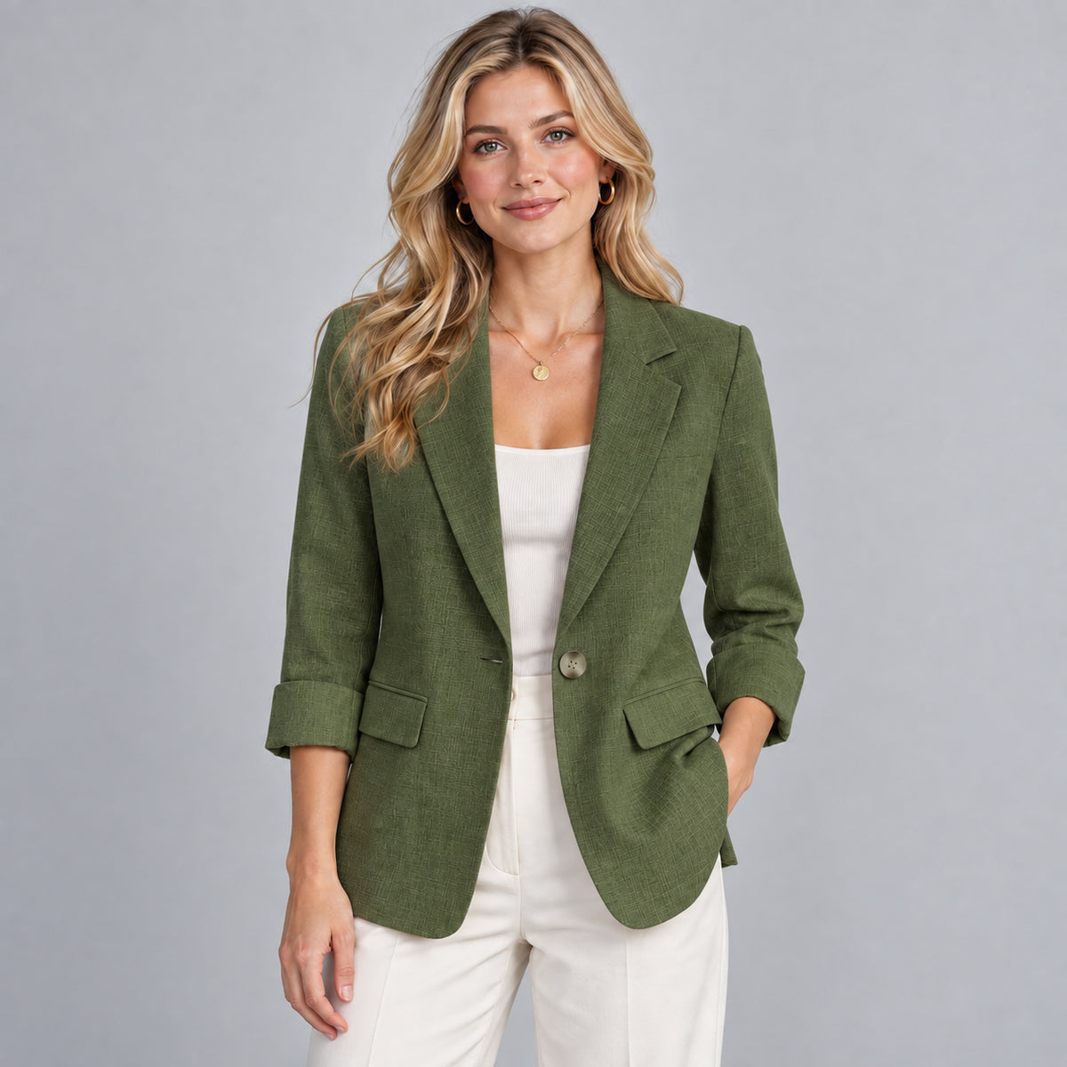 Anouk | Women's Lightweight Blazer Three Quarter Sleeve Smart Casual