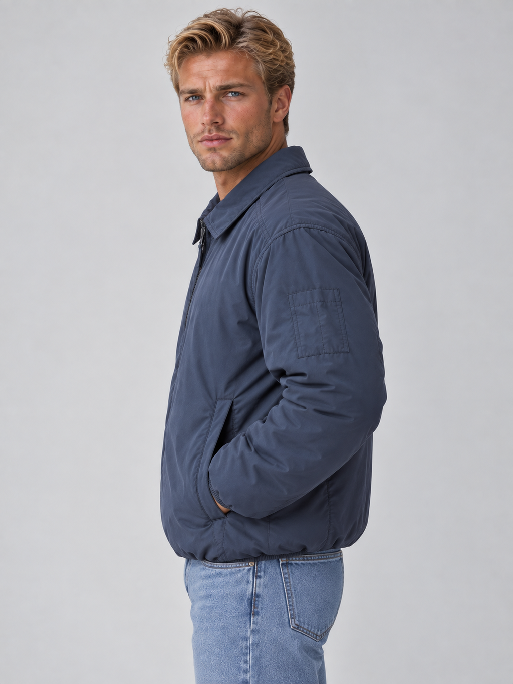 Anton | Men's Padded Full Zip Jacket Collared Lightweight Bomber
