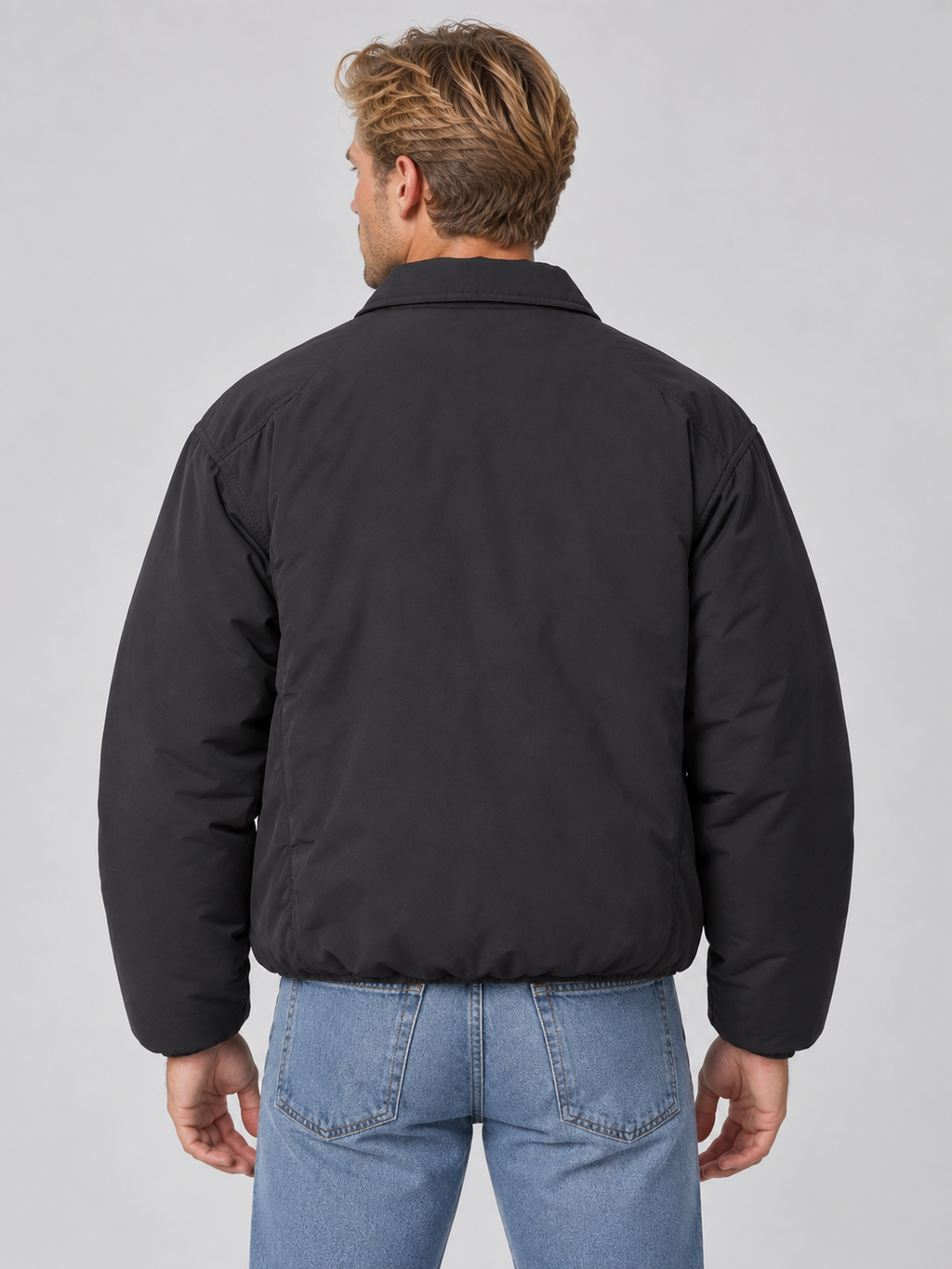 Anton | Men's Padded Full Zip Jacket Collared Lightweight Bomber