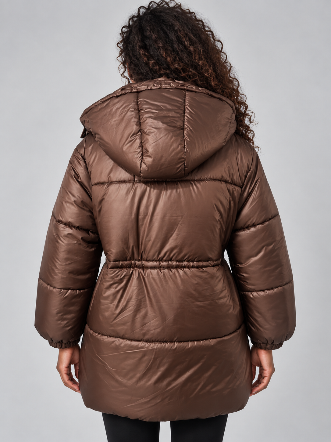 Aurelia | Women's Longline Puffer Jacket Hooded Quilted Coat with Drawstring Waist