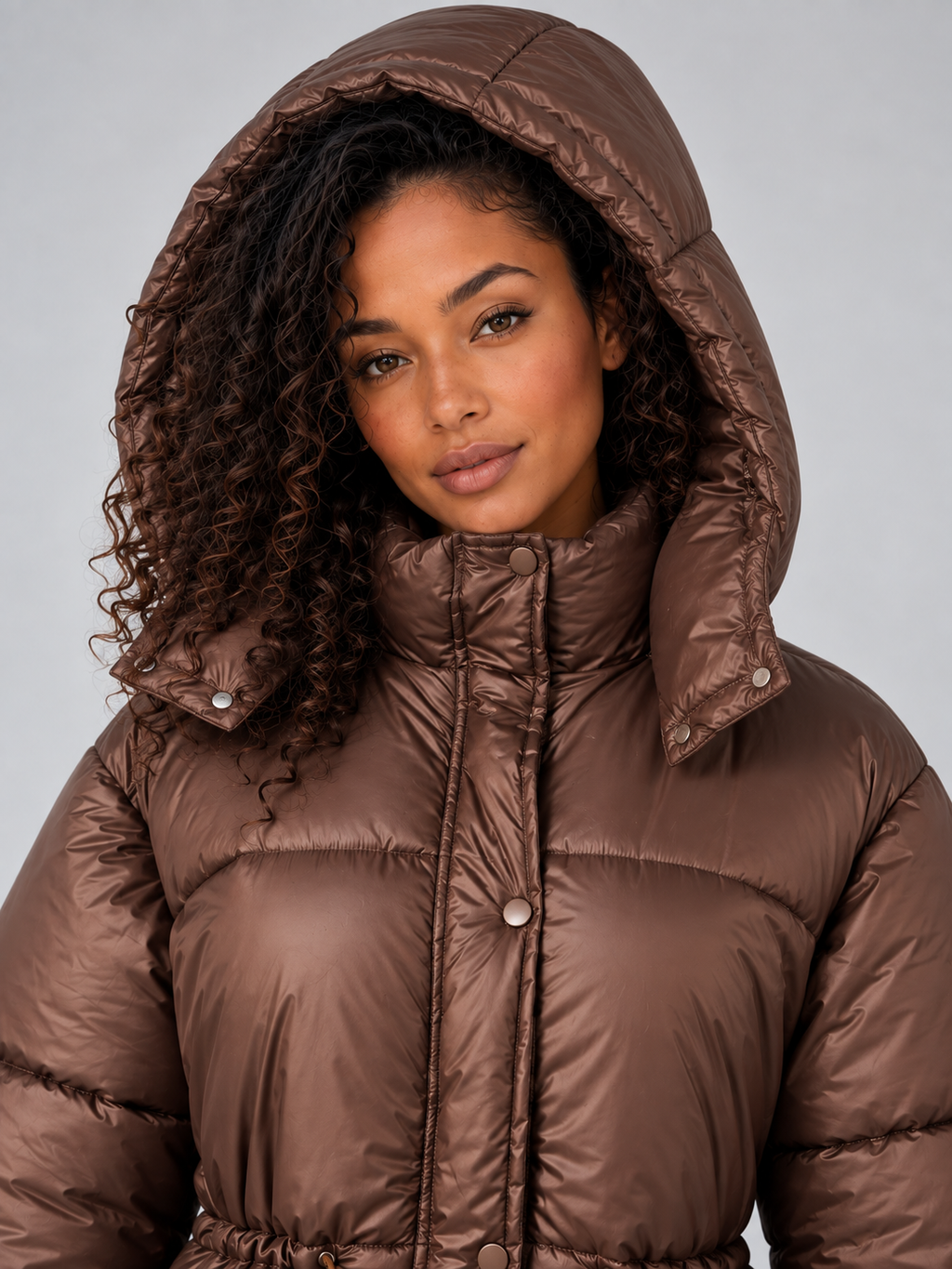 Aurelia | Women's Longline Puffer Jacket Hooded Quilted Coat with Drawstring Waist