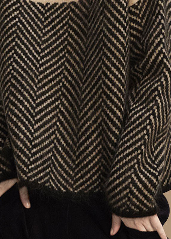 Aurelie | Women's Turtleneck Sweater, Patchwork Knit Winter Pullover
