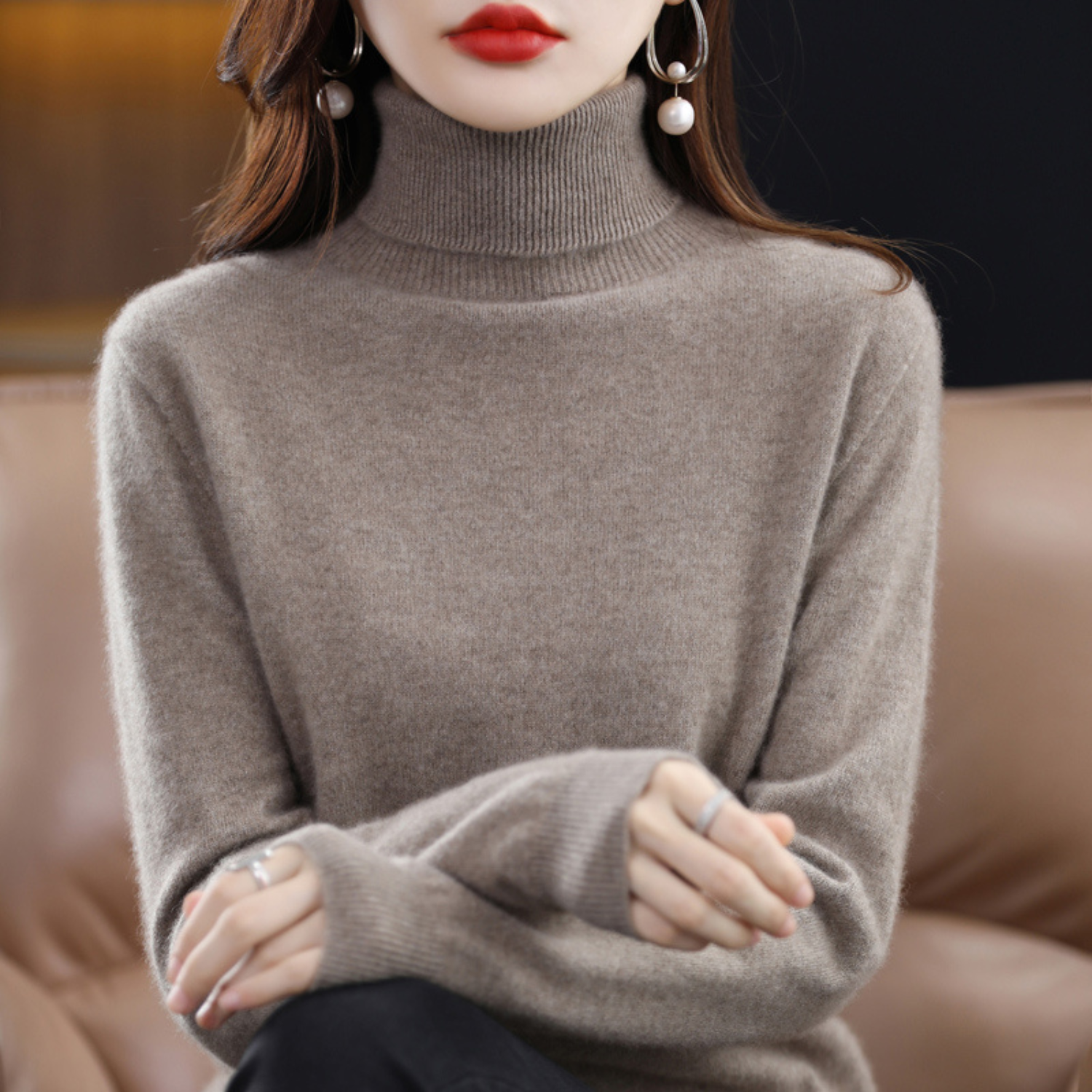 Emmie | Women's Turtleneck Sweater, Soft Cashmere Winter Knit