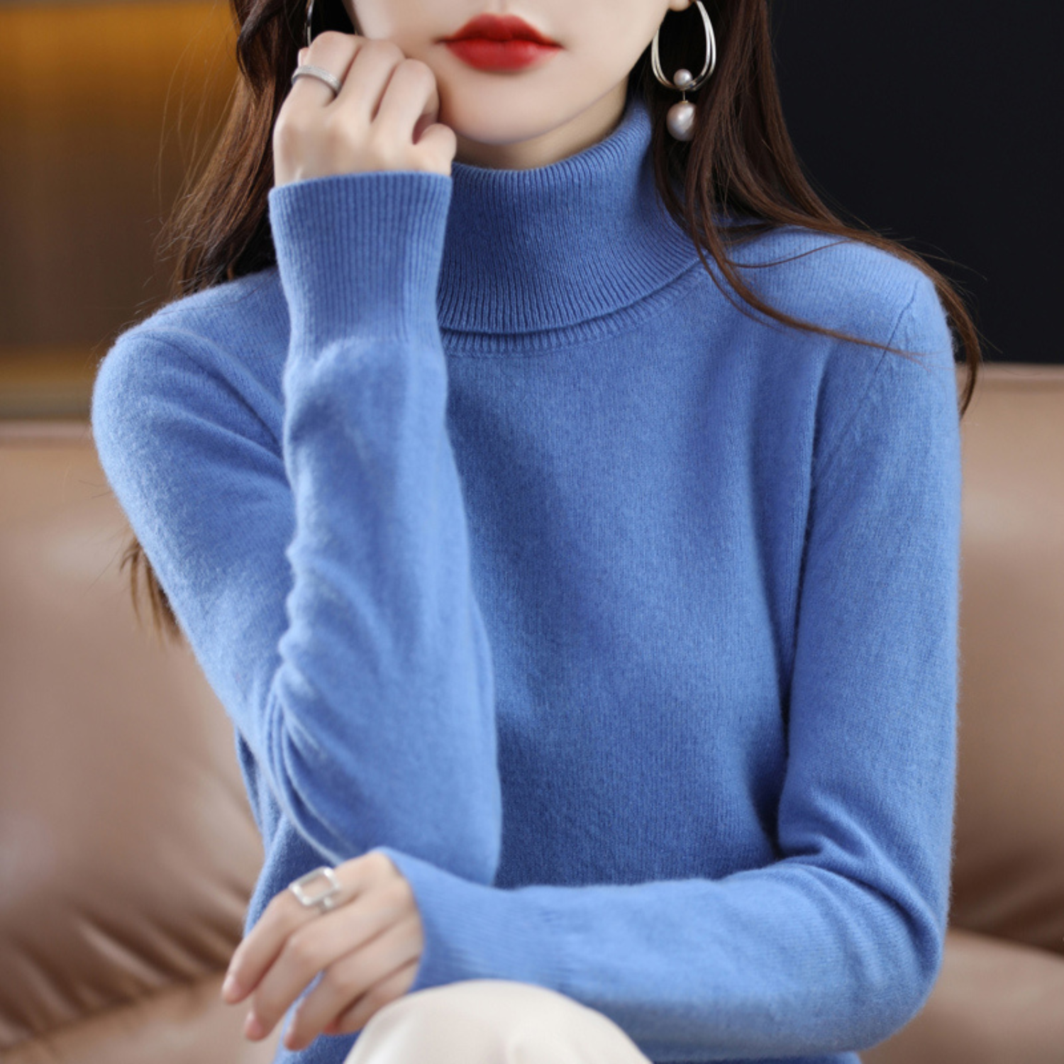 Emmie | Women's Turtleneck Sweater, Soft Cashmere Winter Knit