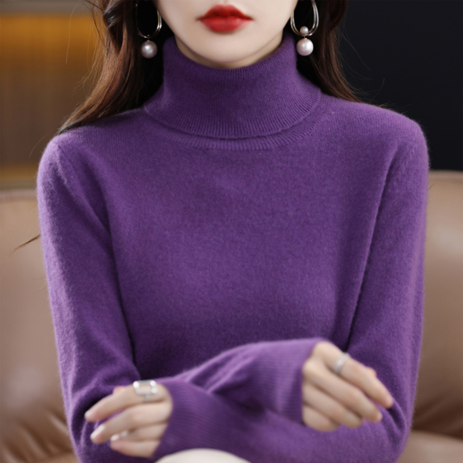 Emmie | Women's Turtleneck Sweater, Soft Cashmere Winter Knit