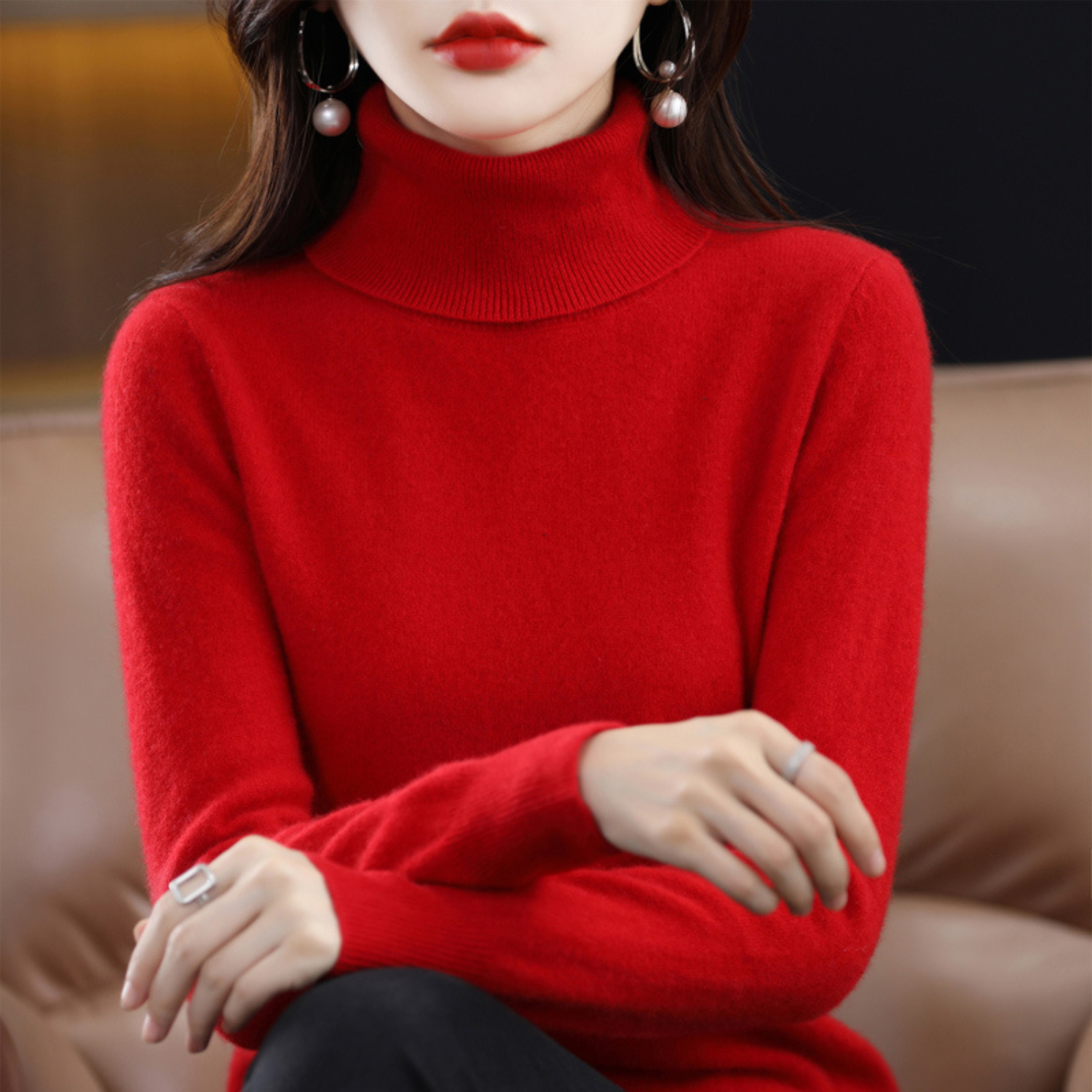 Emmie | Women's Turtleneck Sweater, Soft Cashmere Winter Knit