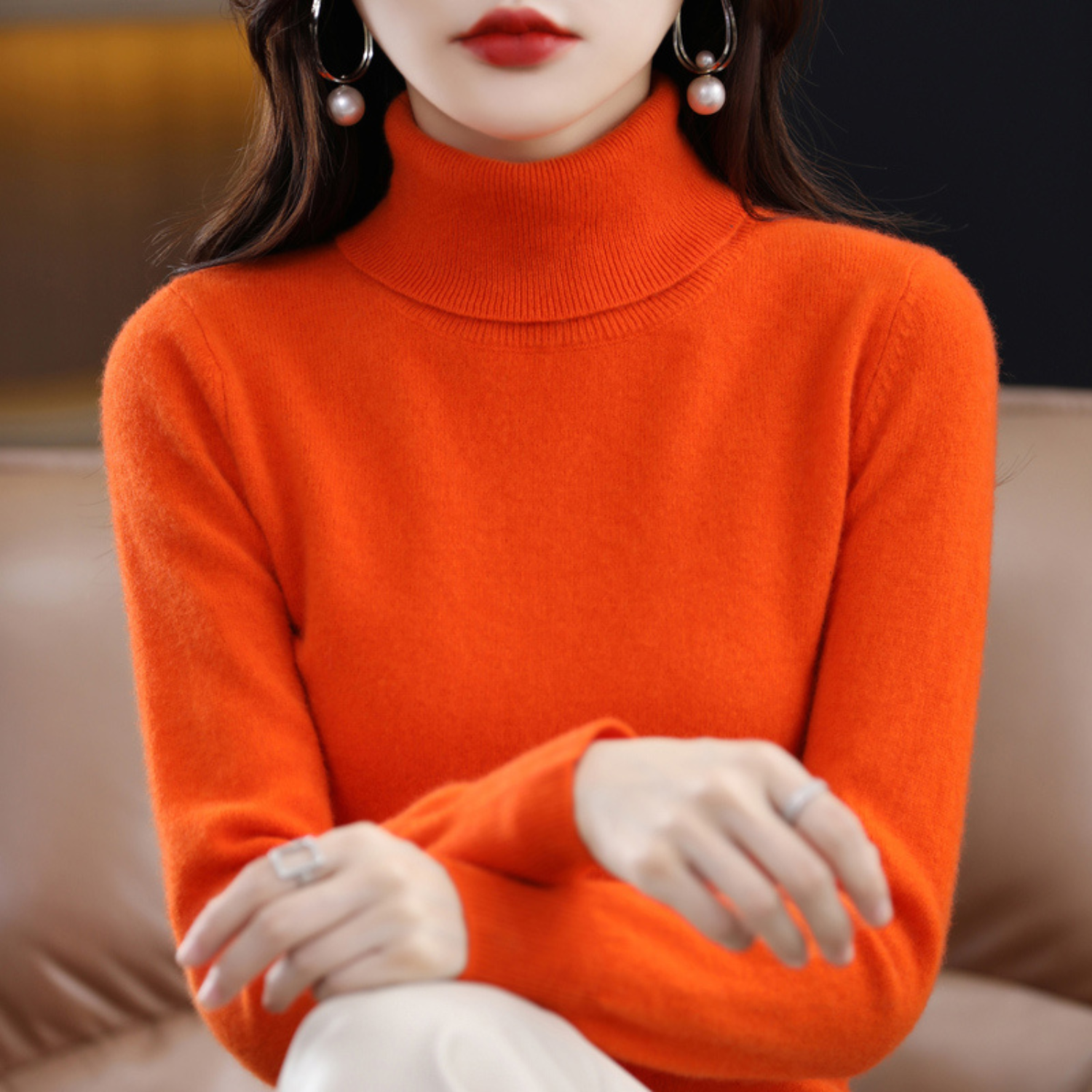 Emmie | Women's Turtleneck Sweater, Soft Cashmere Winter Knit