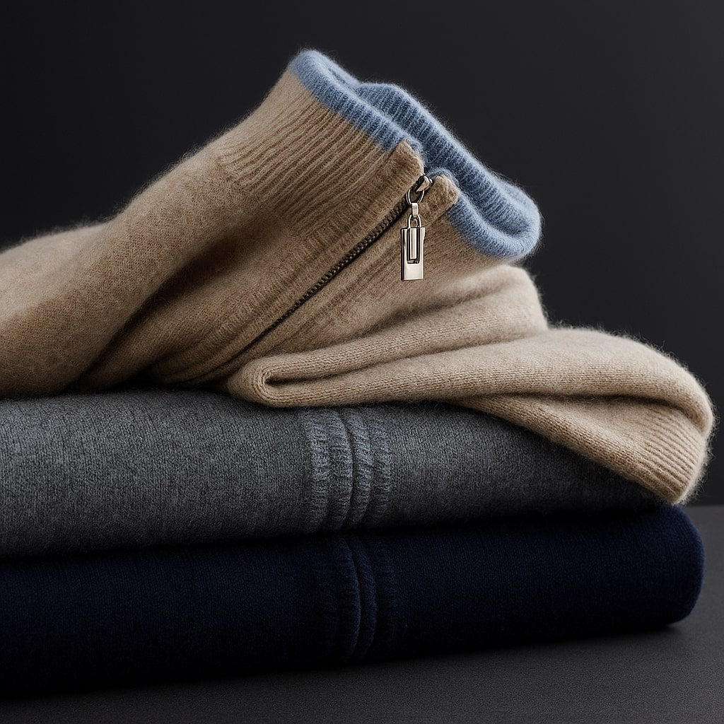 Bordeaux | Men's Half-Zip Sweater, Merino Wool Winter Knit