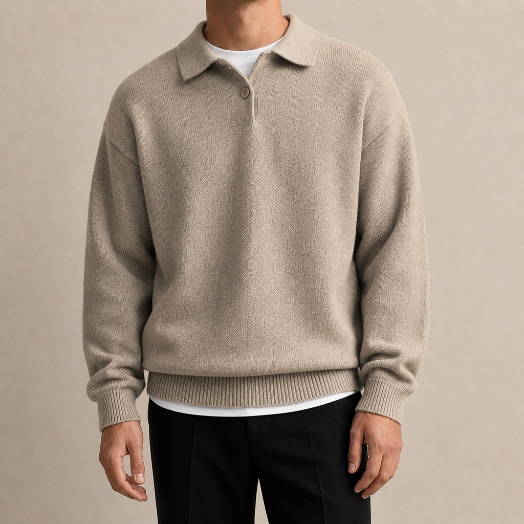 Hartley | Men's Button Half-Zip Sweater, Wool Blend Winter Knit
