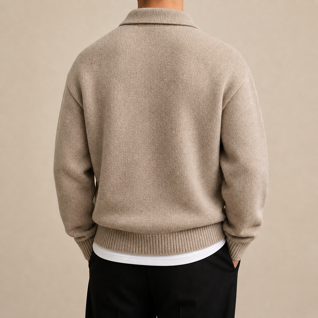 Hartley | Men's Button Half-Zip Sweater, Wool Blend Winter Knit