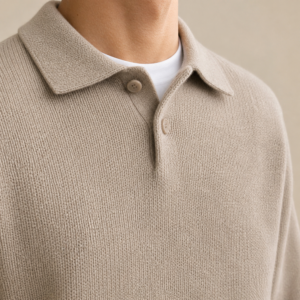 Hartley | Men's Button Half-Zip Sweater, Wool Blend Winter Knit