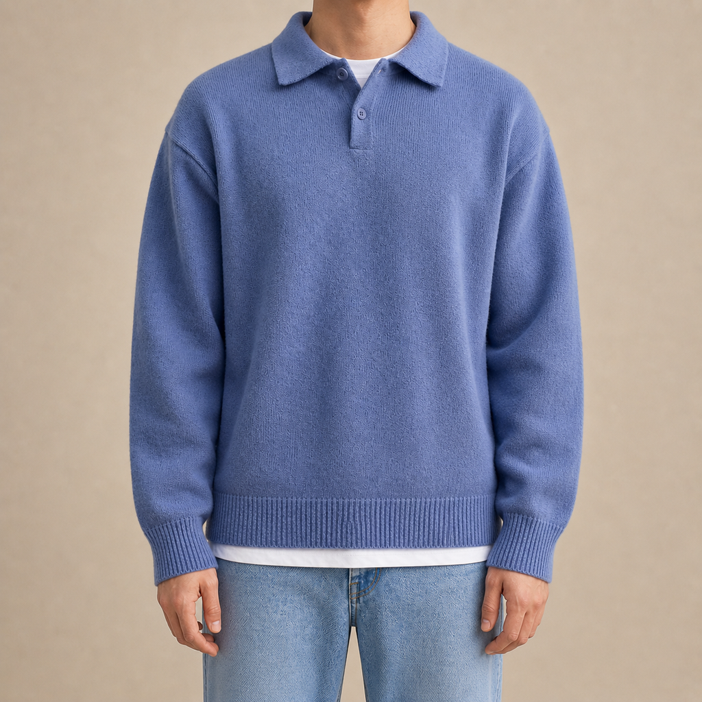 Hartley | Men's Button Half-Zip Sweater, Wool Blend Winter Knit