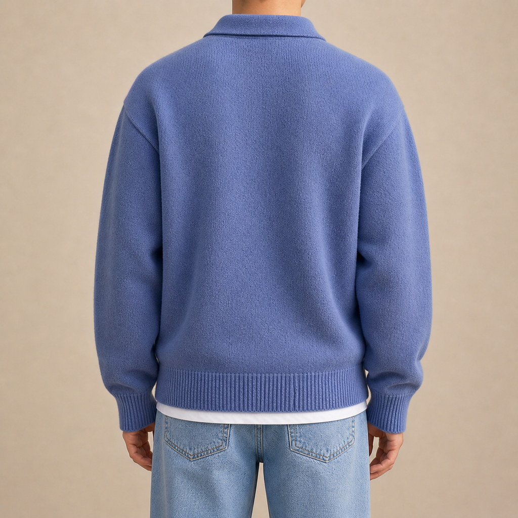 Hartley | Men's Button Half-Zip Sweater, Wool Blend Winter Knit