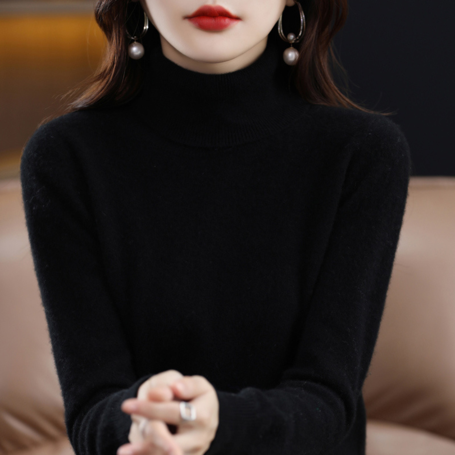 Emmie | Women's Turtleneck Sweater, Soft Cashmere Winter Knit