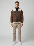 Enzo | Men's Suede Belted Coat, Winter Overcoat - Front [Lystr 6a746b215d32fba9c72a61d9:front]